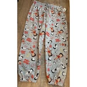 Betty Boop Polyester Jogger Lounge Pants Gray Character Print Women's Size 1X